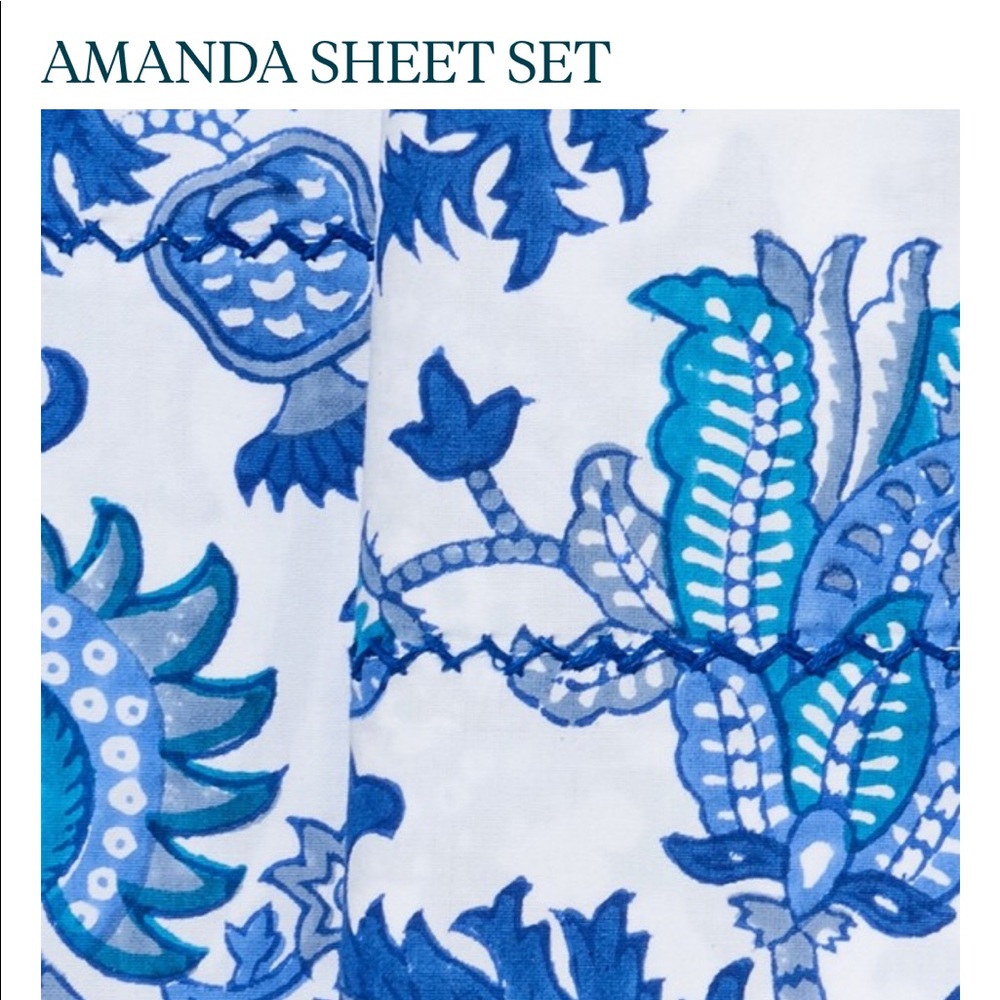 Roller Rabbit Amanda Blue Sheet Set Twin NWT